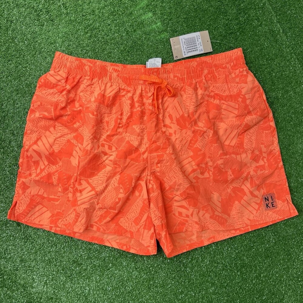 Nike Swim Shorts Size 2XL Mens Solid Icon 5' Drawstring Orange AOP NESSC462-822